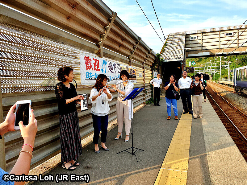 Platform performance at Omigawa, the train station closest to the sea. (Image credit: JR East / Carissa Loh)