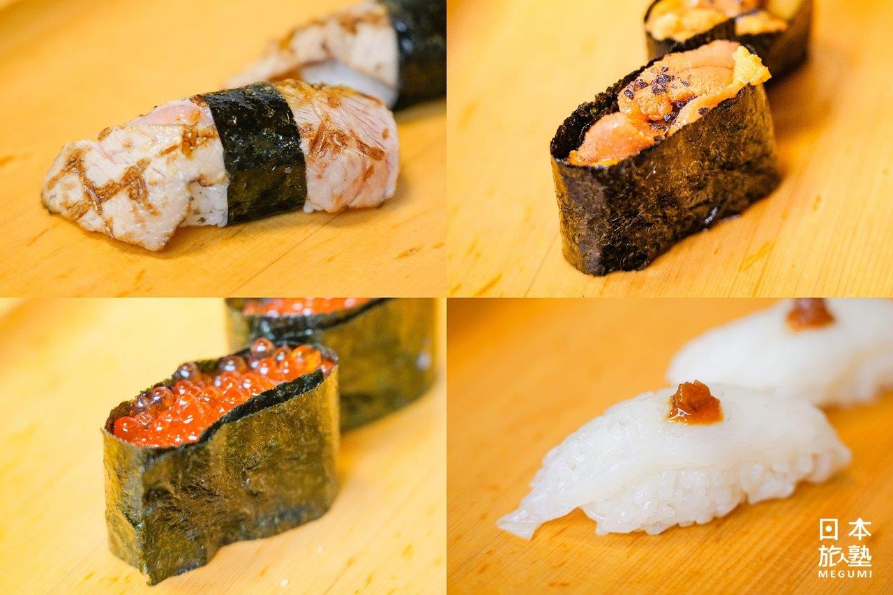 種類豐富的握壽司內容，每貫都鮮美可口