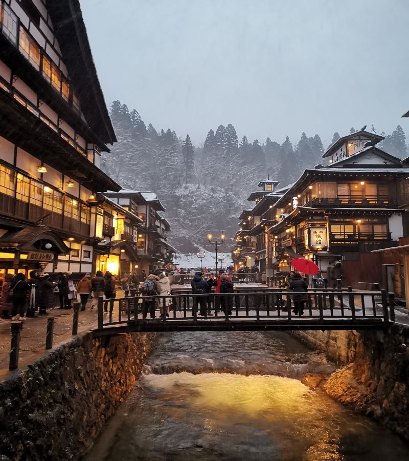 Ginzan Onsen after sundown. (Image credit: JR East / Nazrul Buang)