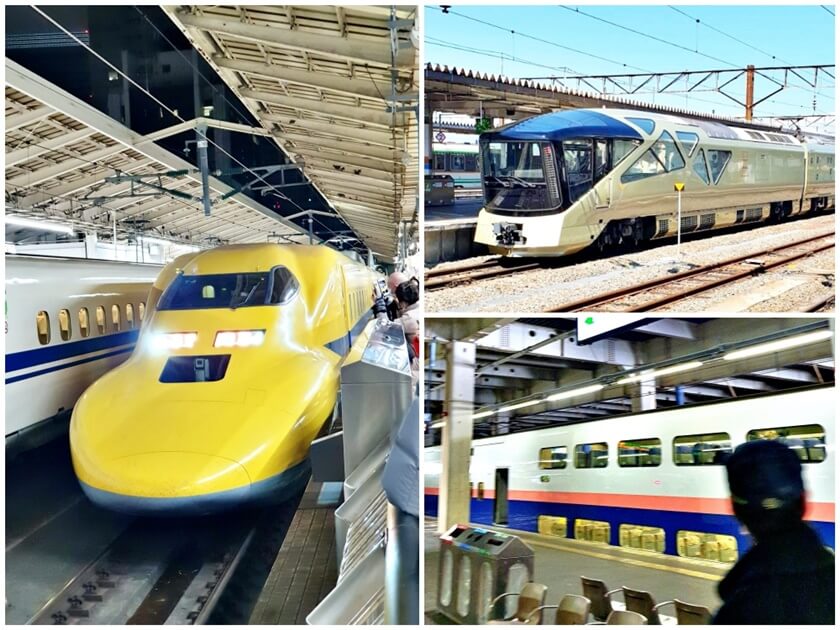 黃色博士新幹線、豪華列車四季島、E4系列雙層新幹線。(Image credit: JR East / Carissa Loh)