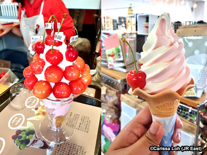 Cherry desserts at Ohsyo Kajuen. (Image credit: JR East / Carissa Loh)
