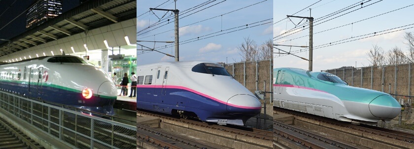 新戰線從200系列(左)到E2系列(中)和E5系列(右)的演變。(Image credit: photoAC (left), JR East / Shinoda (middle and right))