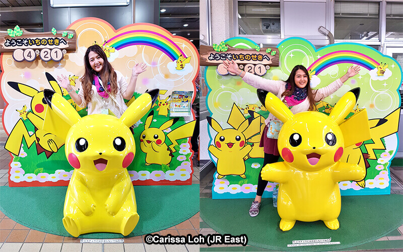 Pikachu statues at Ichinoseki Station. (Image credit: JR East / Carissa Loh)