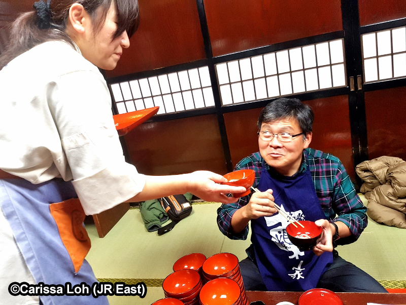 Being encouraged by the servers, he ended up making it to 111 bowls. (Image credit: JR East / Carissa Loh)