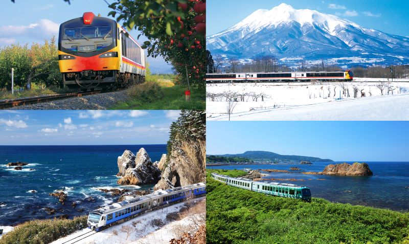 The three Resort Shirakami trains. (Image credit: JR East)