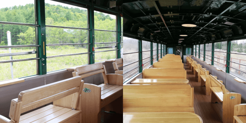 Benches on the Norokko Train. (Image credit: Hokkaido Railway Company)