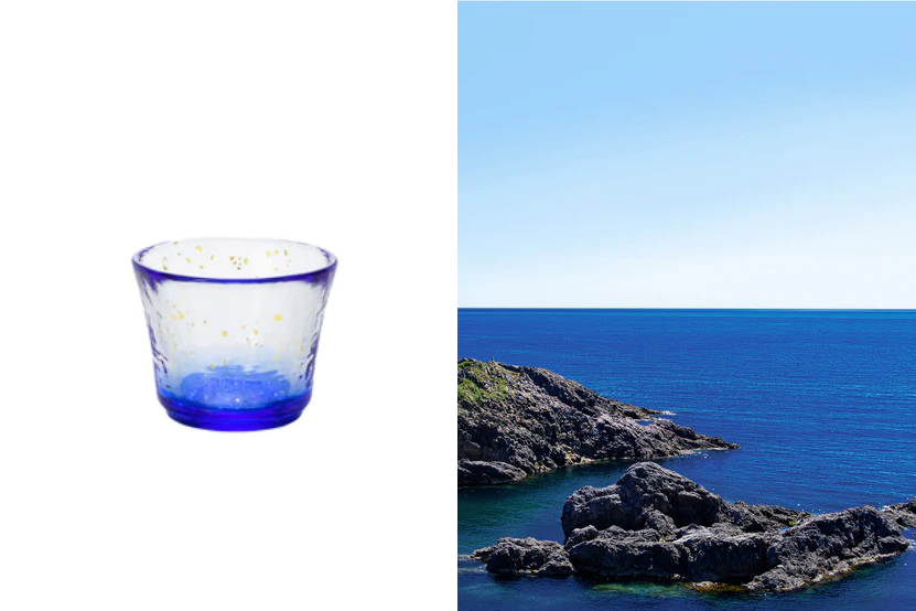 ▲「杯 日本海」：大自然交織而成的波浪和風，使用明亮的藍色「鈷藍色」來表現。（圖片取自官網）