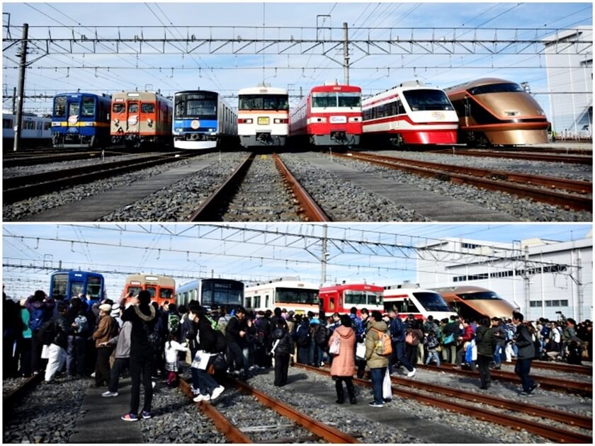 各種列車和拍攝列車的鐵道迷們。(Image credit: JR East / Shinoda)