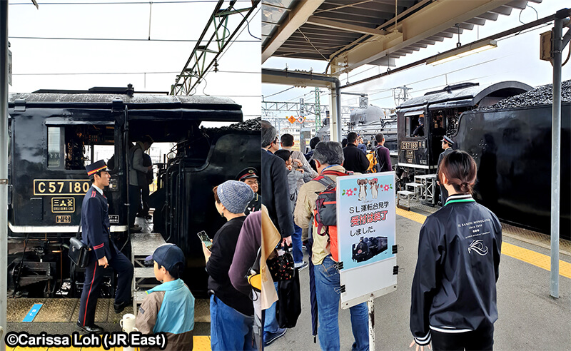 Passengers lining up to get a glimpse of the engine room. (Image credit: JR East / Carissa Loh)