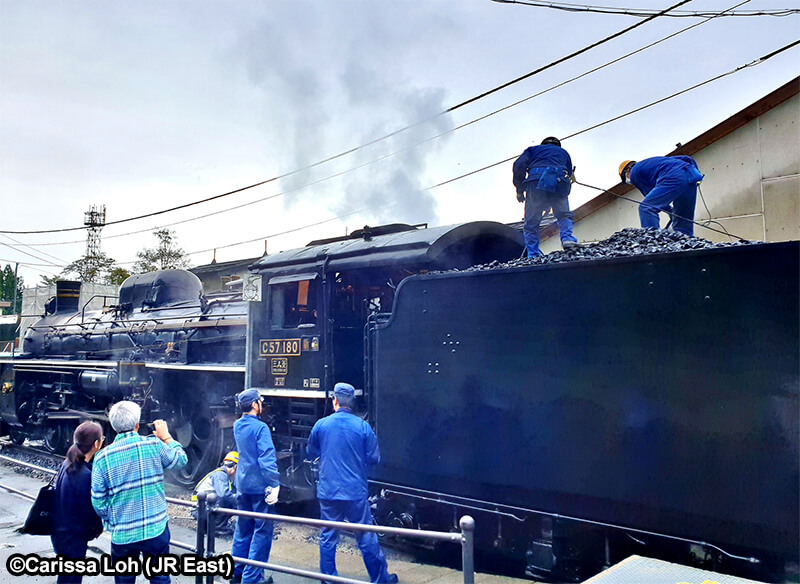 The SL Banetsu Monogatari undergoing a check at Tsugawa Station. (Image credit: JR East / Carissa Loh)