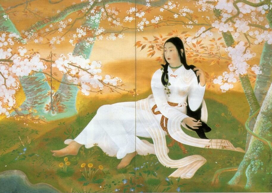 木花開耶姬為守護富士山的女神 （《木華開耶媛》，堂本印象繪，典藏於京都府立堂本印象美術館）