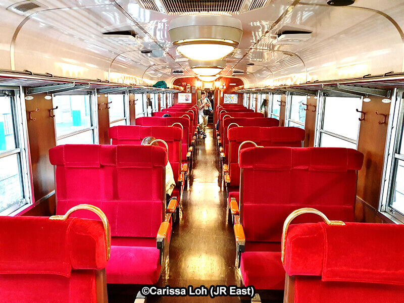 Inside the regular reserved seating cars. (Image credit: JR East / Carissa Loh)