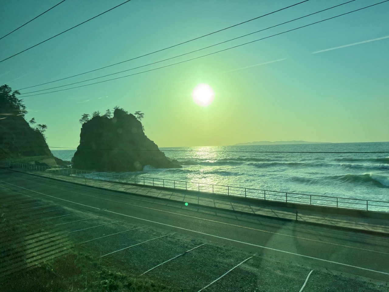 ▲從１號車廂拍出去的笹川流夕陽