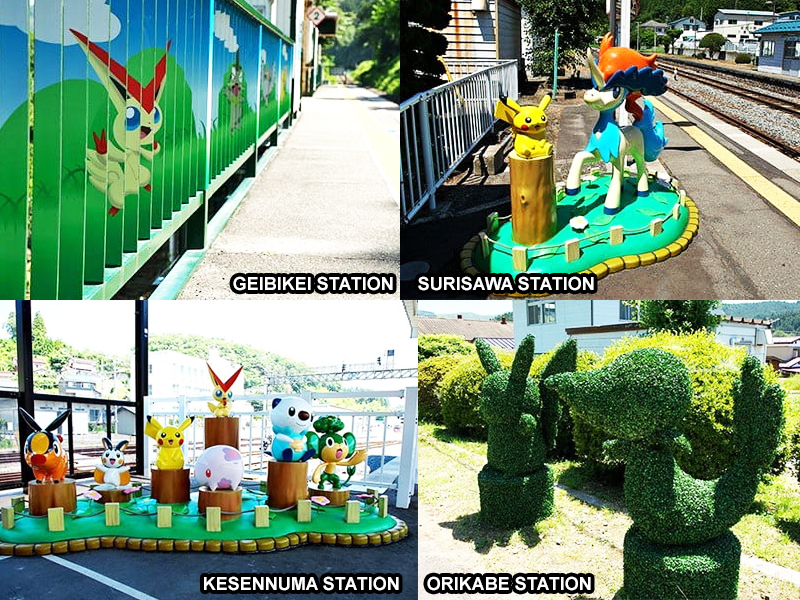 Pokémon designs at train stations. (Image credit: JR East)